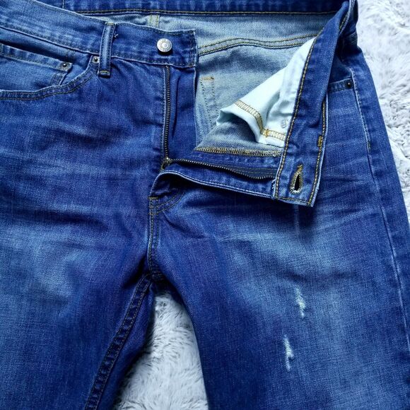 Levis Jeans Mens 33x32 Blue 505 Regular Straight Dark Wash American Denim - Picture 8 of 14